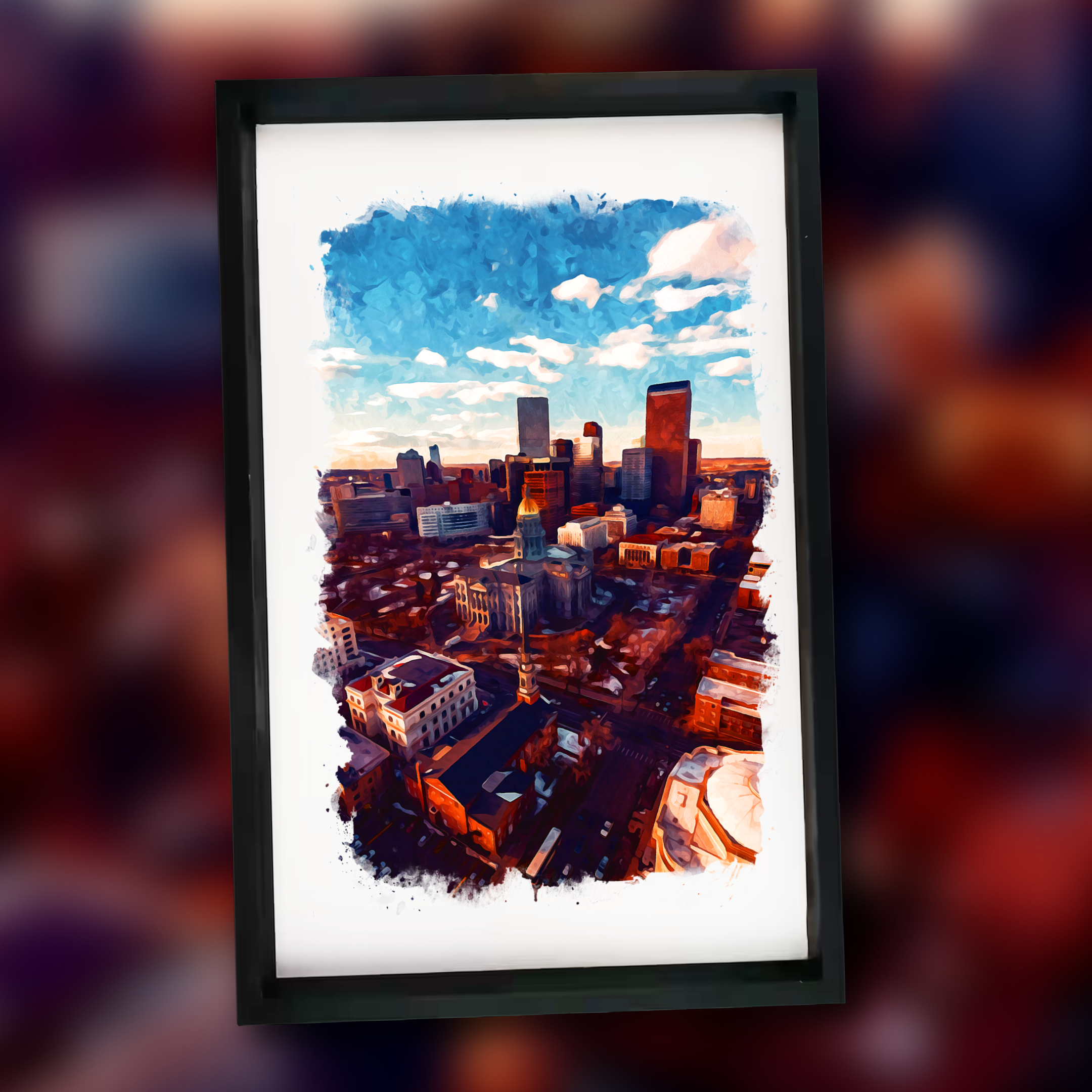 Sights Over Denver - 11x17 Wooden Sign