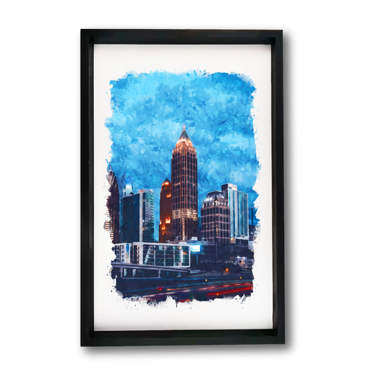 Atlanta Downtown Lit Up - 11x17 Wooden Sign