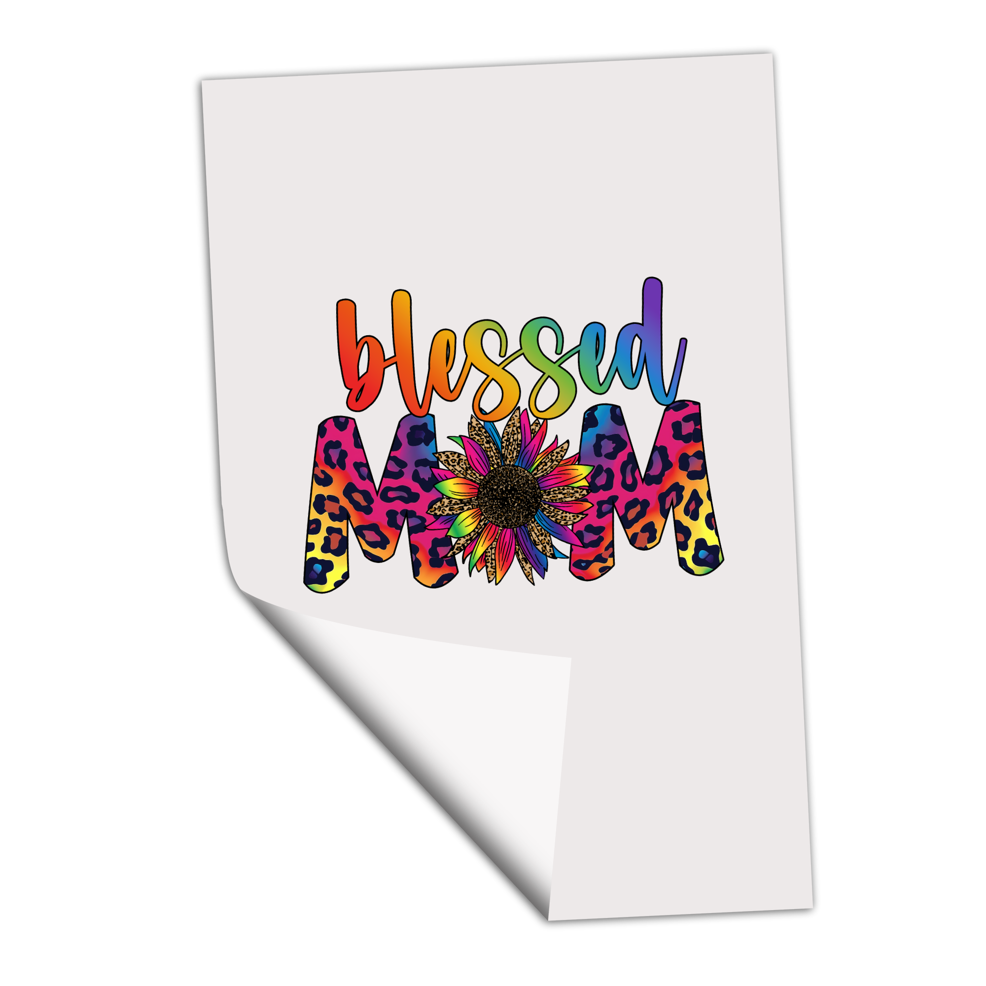 Blessed Mom-Rainbow Leopard Sunflower - DTF Transfer