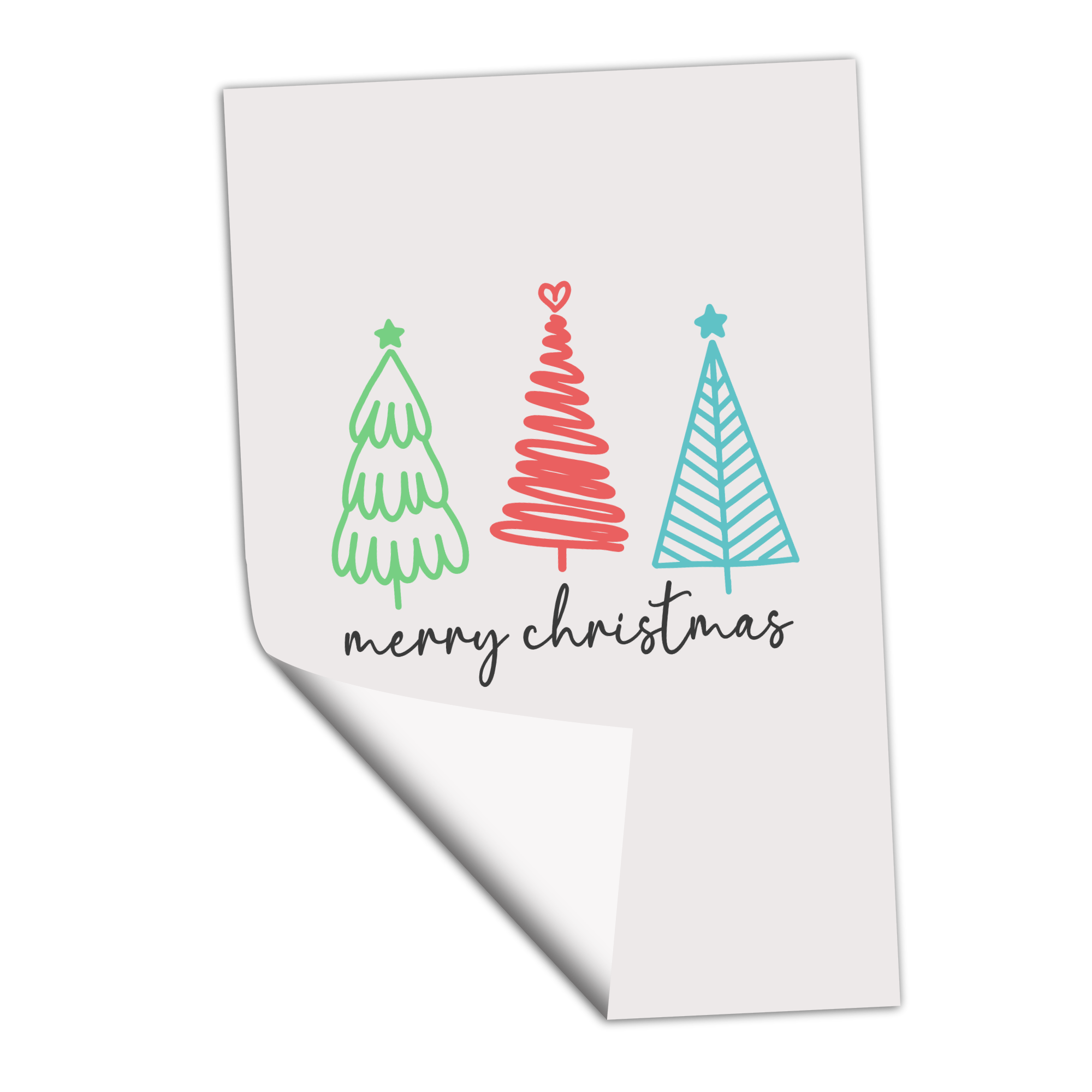 Merry Christmas Hand drawn Trees - Transfer