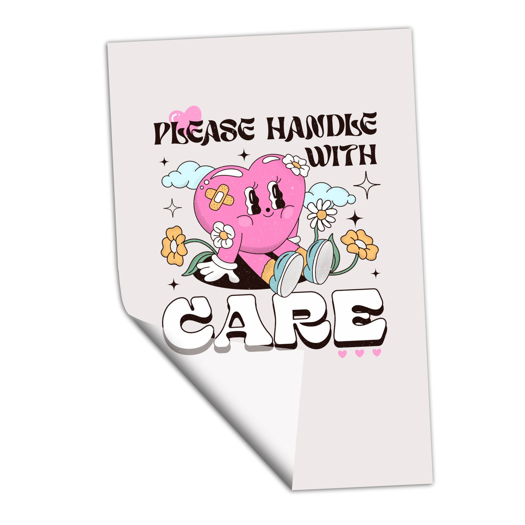 Please Handle with Care Cartoon Heart - Transfer