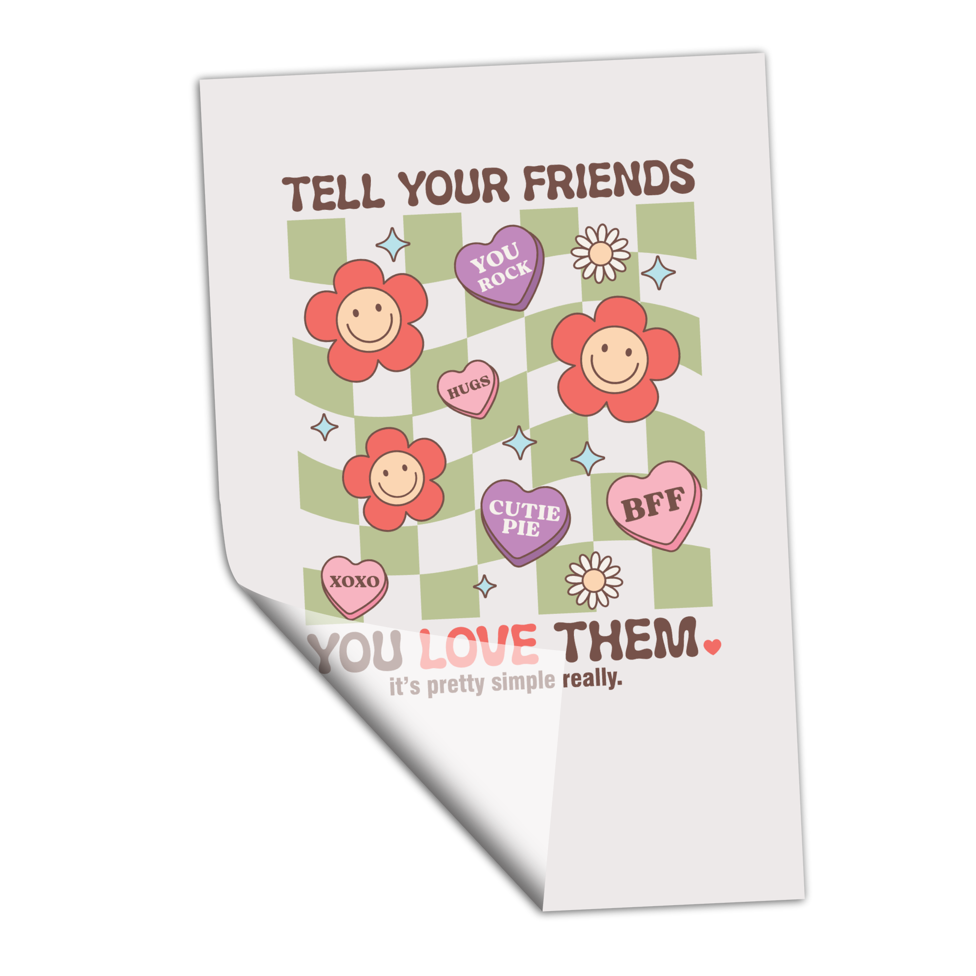 Tell Your Friends You Love Them Retro Valentine's - Transfer